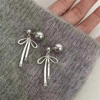 Elegant Red Zircon Butterfly Drop Earrings for Women Temperament Sweet Metal Bow Earrings Fashion Girl Jewelry Accessories