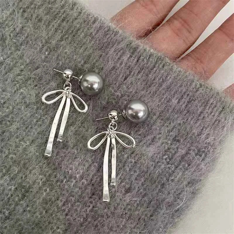 Elegant Red Zircon Butterfly Drop Earrings for Women Temperament Sweet Metal Bow Earrings Fashion Girl Jewelry Accessories