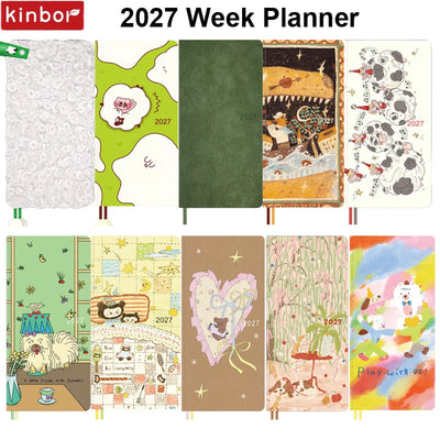 Kinbor 2027 Weekly Planner Pocket Size Notebook Week Plan Notepad Schedule Planning Book Punch Efficiency Manual Daily Writing