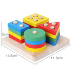 Montessori Wooden Shape Sorting and Stacking Educational Toy for Toddlers