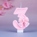 Creative digital candle new girl pink bow cute 0-9 birthday cake