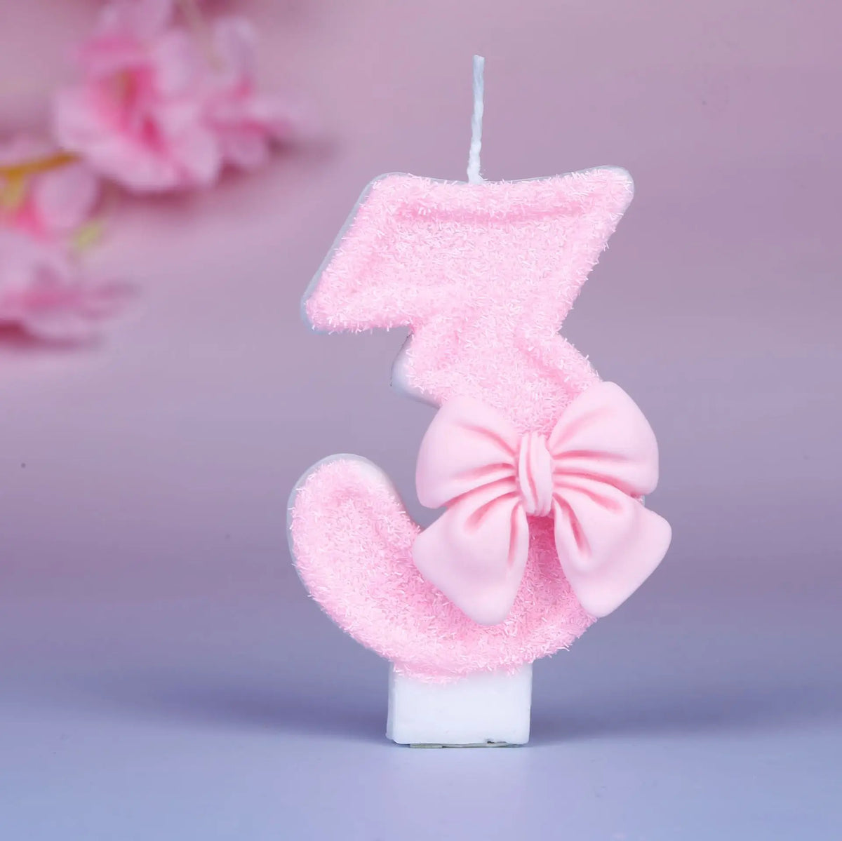 Creative digital candle new girl pink bow cute 0-9 birthday cake