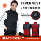 Men's Winter 9-Zone Smart Heated Vest—Warm Jacket Vest, USB-Powered, Outdoor Casual, Cold-Weather Protection