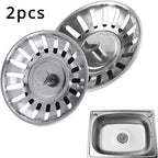 2PCS Kitchen Sink Strainer Stopper – Reusable Drain Filter & Waste Plug Set