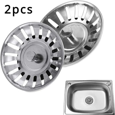 2PCS Kitchen Sink Strainer Stopper – Reusable Drain Filter & Waste Plug Set