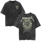 Metallica Rock Band's Vintage Washed Short Sleeved Round Neck Y2k Tshirt Men Clothing New in Top & Tees Mens T-Shirt Camisetas