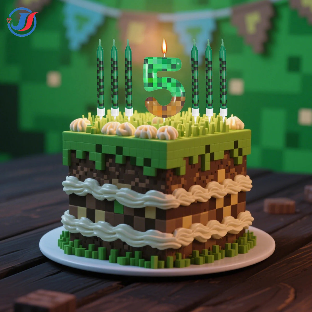 7Pcs Pixel Birthday Cake Candles Topper for Pixel Theme Party Anniversary Party Video Game Party Supplies for Boys Girls