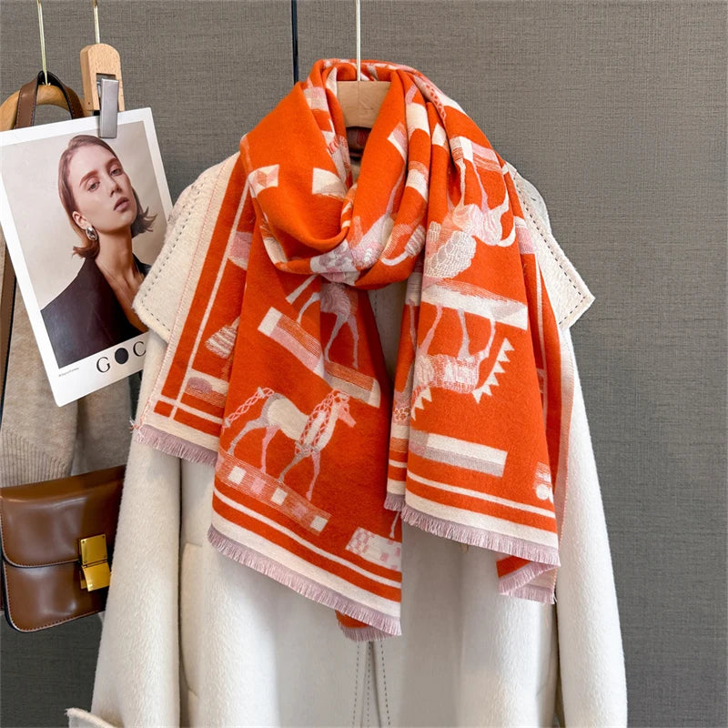 Cashmere Scarf for Women Thick Warm Winter Blanket Brand Female Luxury Quality Shawl Wrap Bufanda 2024 Poncho Echarpe Pashmina