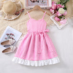 Children Baby Girls Lace Up Sling Summer Dress Princess Sleeveless Suspenders Dresses For 1-10 Years Cool Ventilated Kid Clothes
