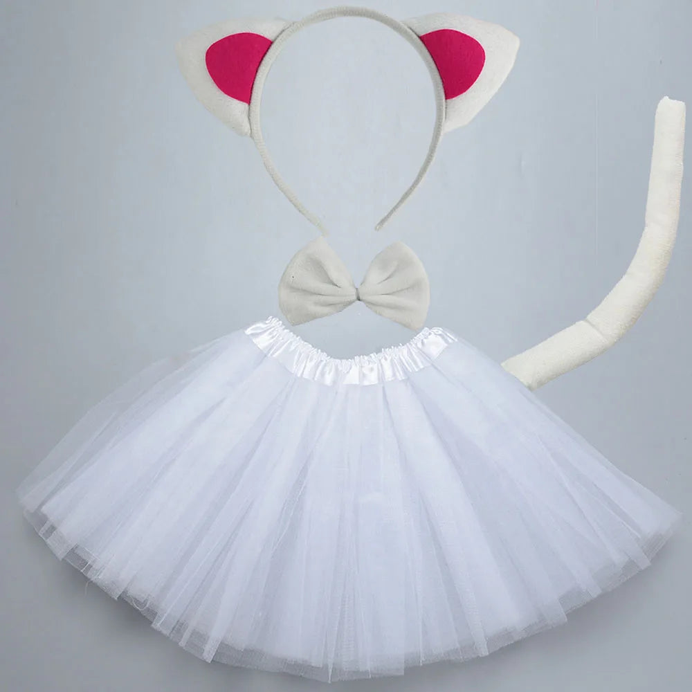 Animals  Children  Headband Tutu Skirt Tail Bow Kids  Girl Party Props Elephant Tiger Fox     Halloween Costume Cosplay