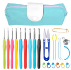IMZAY Colorful Rubber Handle Knitting Needles Kit With Sewing Clips Plastic Needles Staniless Steel Scissors Crochet Hooks Set