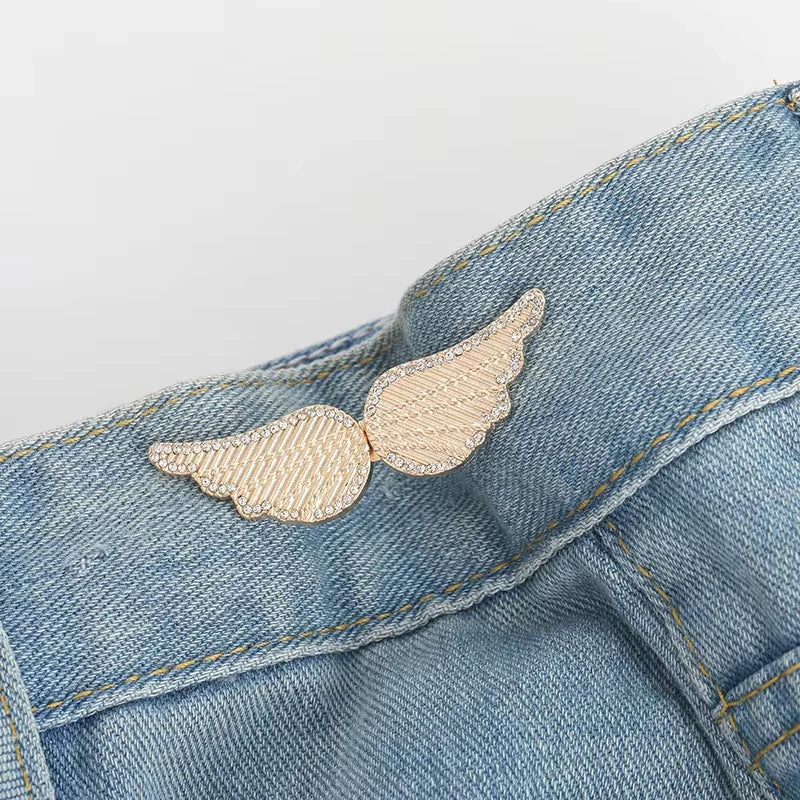 Adjustable Tightener Waist Buckle for Jeans, No Sewing Required Butterfly Button Adjuster for Pants and Skirts Waist