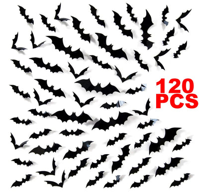 3D Black PVC Bat Wall Stickers – Halloween Party Spooky Decor