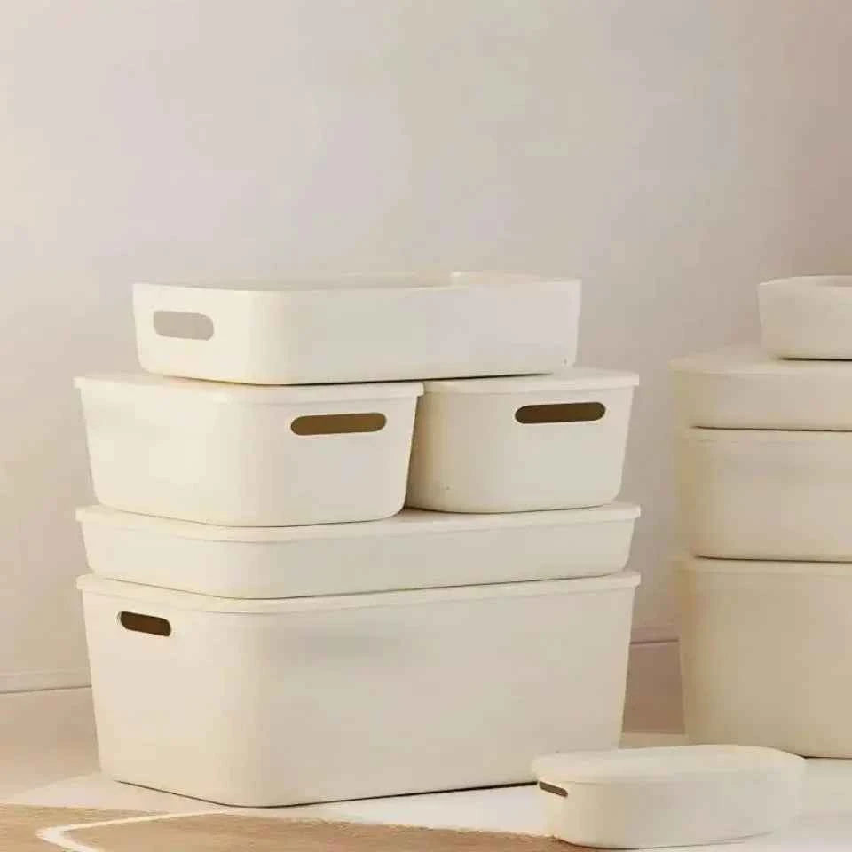 Ins Style Storage Box with Lid Dustproof Cosmetics Clothing Grocery Storage Bedroom Dormitory Storage Box Toy Storage
