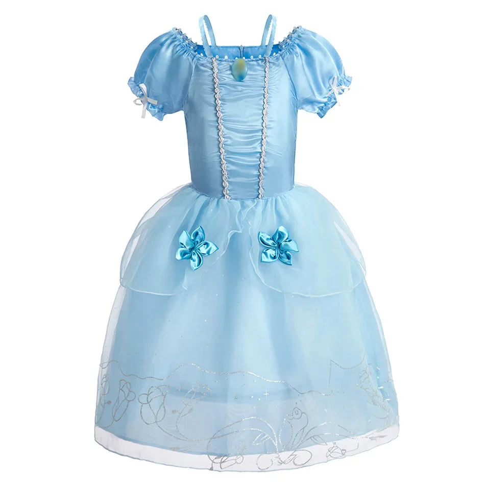 Girls Princess Dress Kids Disney Cosplay Cinderella Snow White Aurora Rapunzel Halloween Costume Children Birthday Party Dresses