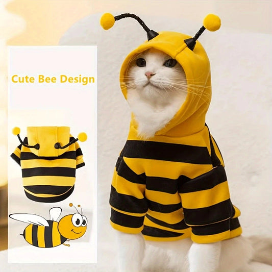 Bee Dog Hoodie – Halloween & Winter Pet Costume for Cats and Small Dogs