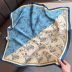 2025 Silk Shawl Print Headscarf Cat Hair Wrap Neckerchief Female Satin Square Scarf For Women Headband Foulard Hijab Bandana