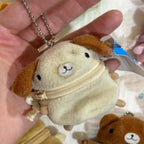 S Mini Pink Fluffy Rabbit Coin Purse Keychain Bag Charm Cute Cartoon Headphone Case Storage Bag Gift Creative Festival Supplies