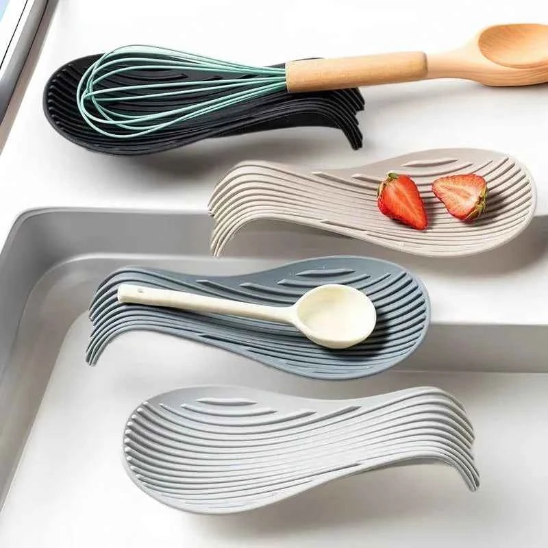 Silicone Kitchen Spoon Holder Tray for Spatulas and Cooking Utensils