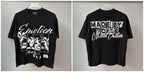 New MIXED-EMOTION Rhinestone cartoon printed pattern 100% cotton Men Women T-shirt Loose casual Shinning Diamond Tees Oversized Top