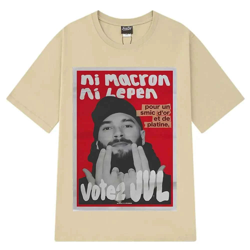 French Rapper Vote JUL Fashion Graphics T-shirts Men Women Hip-hop T-shirt Short-sleeved Casual T Shirt Streetwear Clothing