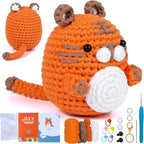 KRABALL Crochet Animal Kit for Beginners With Video Tutorial Cotton Knitting Yarn Thread Needles Hook Knit Tool Set DIY Craft