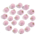 20pcs Plush Fur Covered Ball Beads Charms Multicolor Pompom Pendant For DIY Jewelry Making Necklace Bracelet Earring Accessories