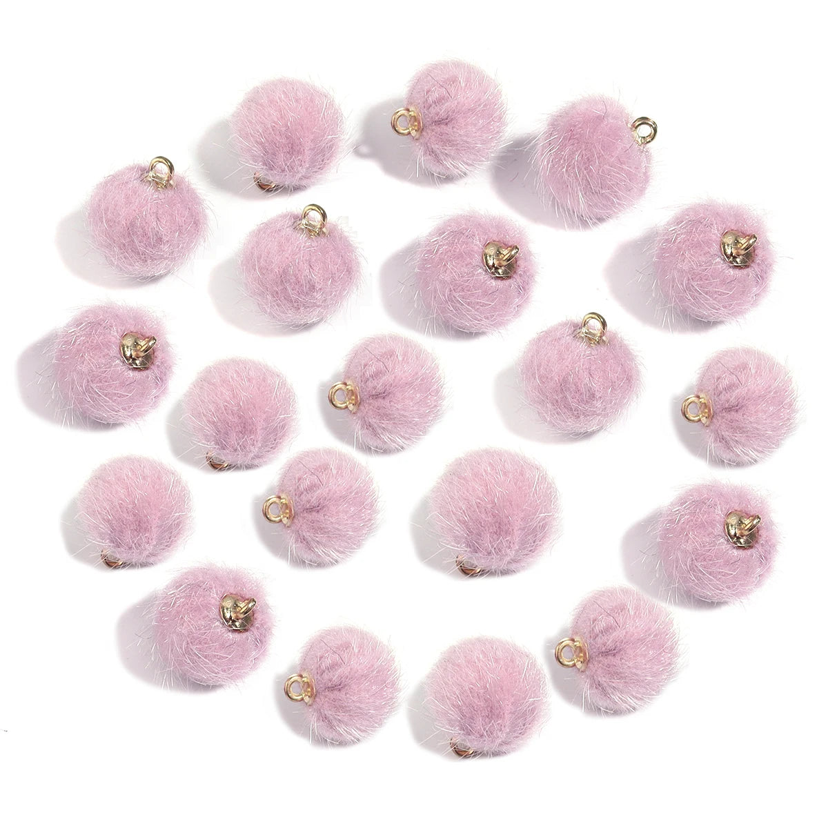 20pcs Plush Fur Covered Ball Beads Charms Multicolor Pompom Pendant For DIY Jewelry Making Necklace Bracelet Earring Accessories