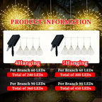 4/5pcs Hanging Solar Firework Lights LED Outdoor Garden Solar Lights 8 Lighting Modes for Landscape Garden Wedding Decorative