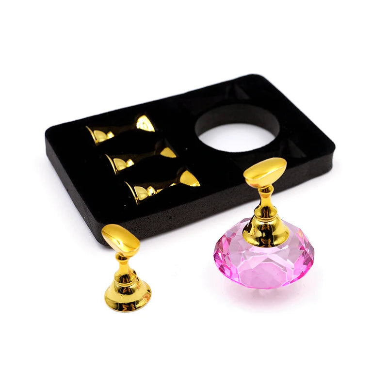 1Set Magnetic Nail Holder Practice Display Stand Nail Polish Acrylic Crystal Showing Shelf Nail Art Tool