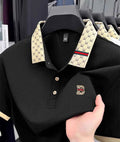Luxury brand B letter embossed short sleeve polo shirt men summer lightweight breathable new fashion color blocked lapel T-shirt