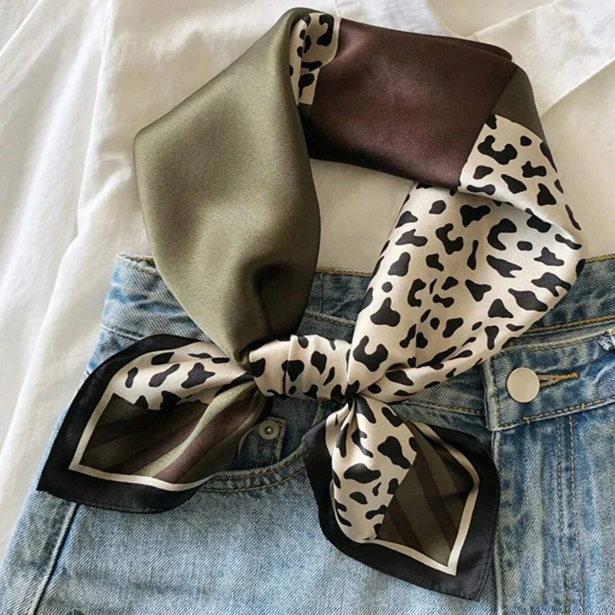70cm Pink Floral Silk Scarf for Women Simulated Silk Fresh and Elegant Versatile Headwear Clothing Bags and Square Scarf