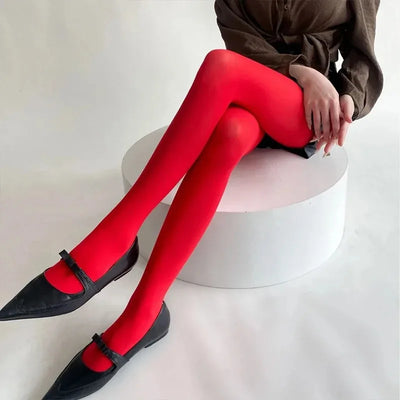 2027 New Women Red Pantyhose Sexy Thin Velvet Translucent Elastic Tights Slim Ventilation Sheer Fashion Stockings