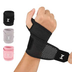 2pcs Adjustable Wrist Strap Sports Wrist Support Brace Black Weightlifting Wristband For Men & Women Badminton Tennis Gym