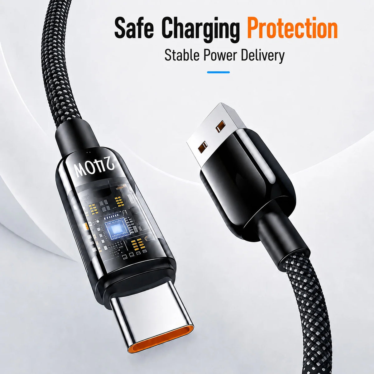240W USB C Nylon Braided Fast Charging Cable LED Digital Display Type C Data Wire for Samsung Xiaomi Huawei Honor Mobile Phone