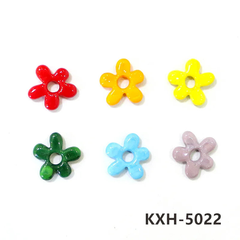 6pcs Irregular Shape Cute Mini Glass Flower Ornament Christmas Wedding Party Decor Supplies DIY Girl Jewelry Pendant Accessories