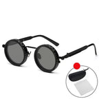 Punk ND9 Anti-UV Sunglasses Round Retro Adjustable Dimming Sunglasses with Glasse Case 9 Level Dimming Anti-UV Glasses Driving