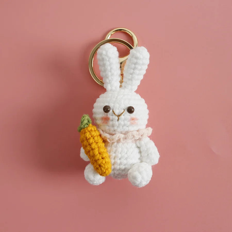 Cute Rabbit Crochet Keychain Handmade Bunny Bag Charm