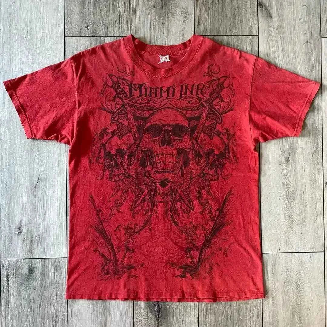2000s affliction T shirt Clothes Retro Punk Hip Hop Graphic Print Oversized T Shirt Mens new Round Neck Cotton Short Sleeve Tops