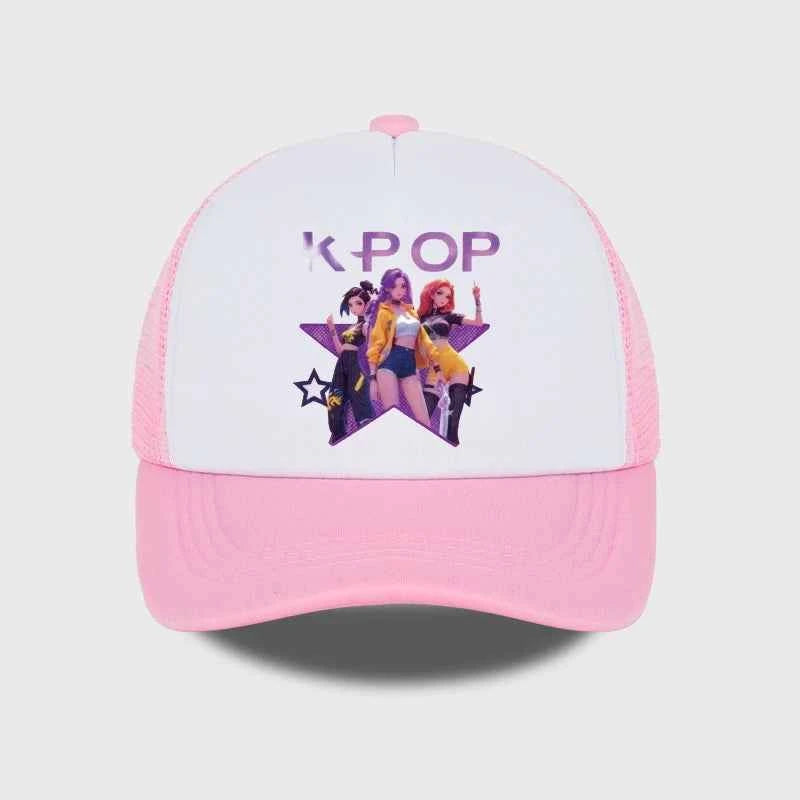 K-POP Girl Group Printed Mesh Cap, Breathable Summer Baseball Cap, Adjustable Unisex Sun Hat, Perfect for K-Pop Fans