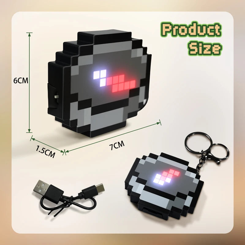 Rechargeable Mc Compass Pixel Wind Peripheral design Toy trinket Movable Compass Keychain Pendant Real-world Use Toys Fans Gifts