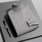 Autumn Mens High Quality Knitted Turtleneck Sweater Slim Fit Long Sleeve Anti-pilling Pullover Solid Color Trend Men Streetwea
