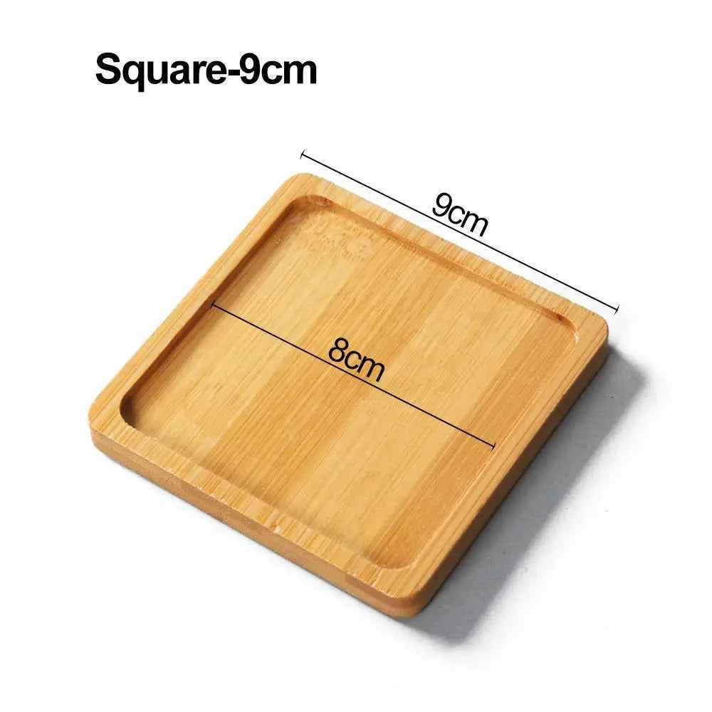 Simple Style Home Decoration Succulents Bonsai Holder Round Square Flowerpot Base Hexagon Rectangle Bamboo Wood Tray