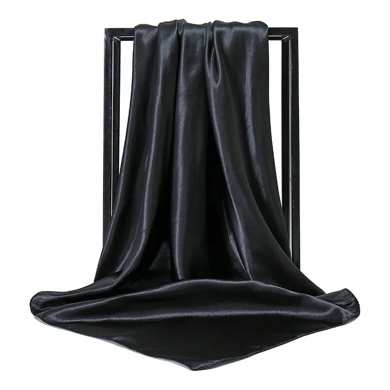 Luxury Brand Silk Scarf Women Satin Solid color Hijab Scarves Muslim Pareo Bandana Female Shawl Wrap Headband Foulard 90*90cm