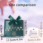 10-Piece Christmas Gift Box with Bow, Santa Claus Sleigh and Reindeer Pattern, Holiday Candy Gift Bags, Suitable for Holiday Parties