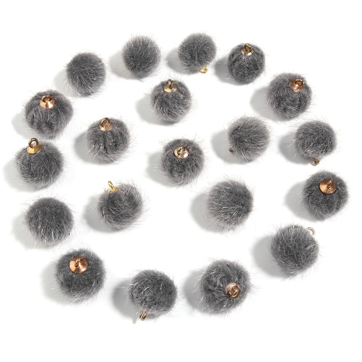 20pcs Plush Fur Covered Ball Beads Charms Multicolor Pompom Pendant For DIY Jewelry Making Necklace Bracelet Earring Accessories
