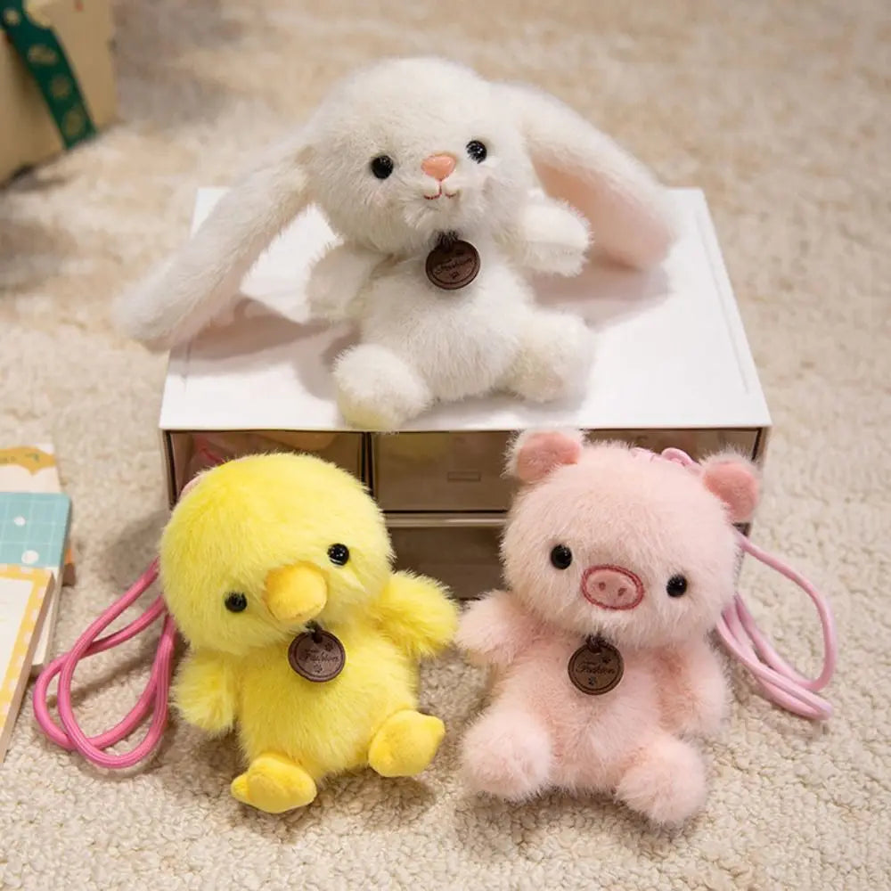 Stuffed Animal Animal Plush Pendants Elephant Dinosaur Hanging Ornament Panda Sloth Keychain Cartoon Rabbit Duck