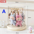 Labubu Transparent Rotating Toy Organizer Display Case-Storage Rack for Plush Dolls, Action Figures, Keychains, Blind Boxes