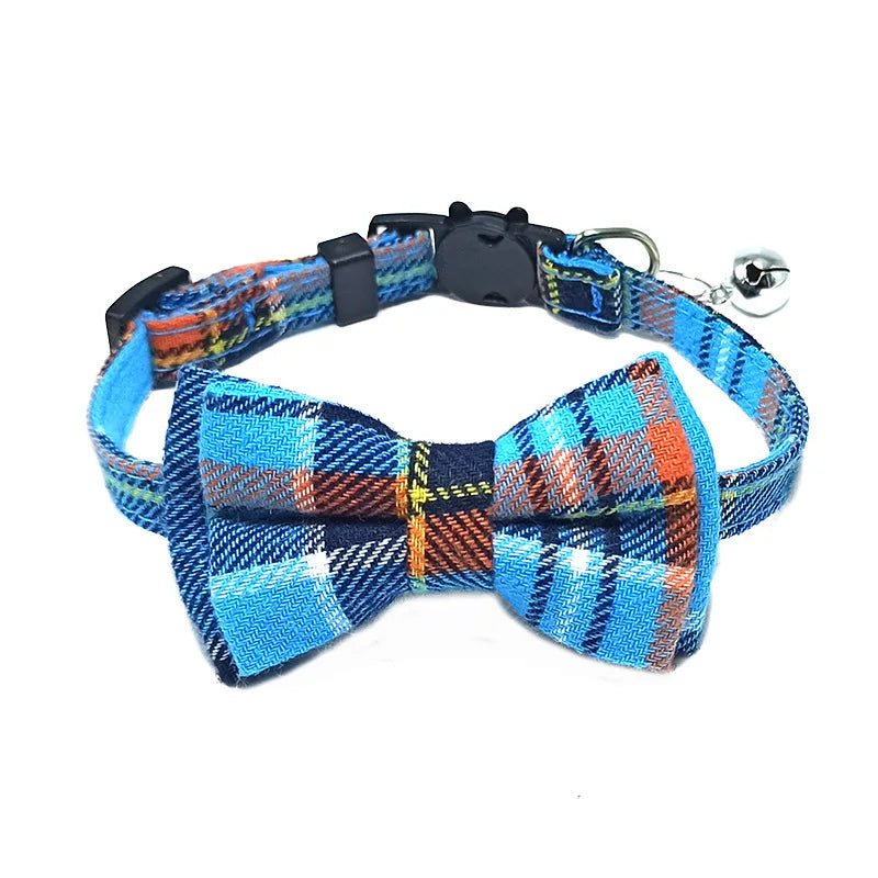 Pet Breakaway Cat Collar Bow Tie & Bell – Christmas Plaid