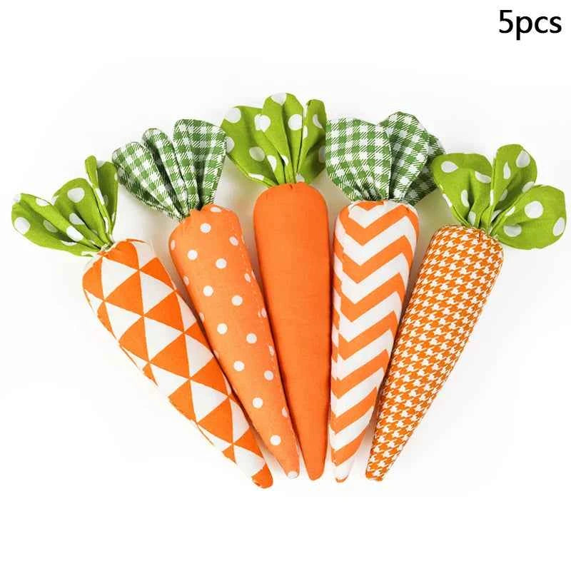 1/5pcs Easter Carrot Ornaments 2026 Spring Easter Party Decoration for Home Kids Birthday Favors Gift Soft Artificial Carrot Toy